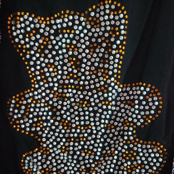 D9  Adorable Bejeweled bear tshirt attached to pink duster No tags 24" l 18 wide - Picture 2 of 5